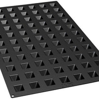 Silikomart - 1.1" x 1.1" x 0.98" Silicone Black 77 Compartment Mini Pyramids Baking Mold - SQ046