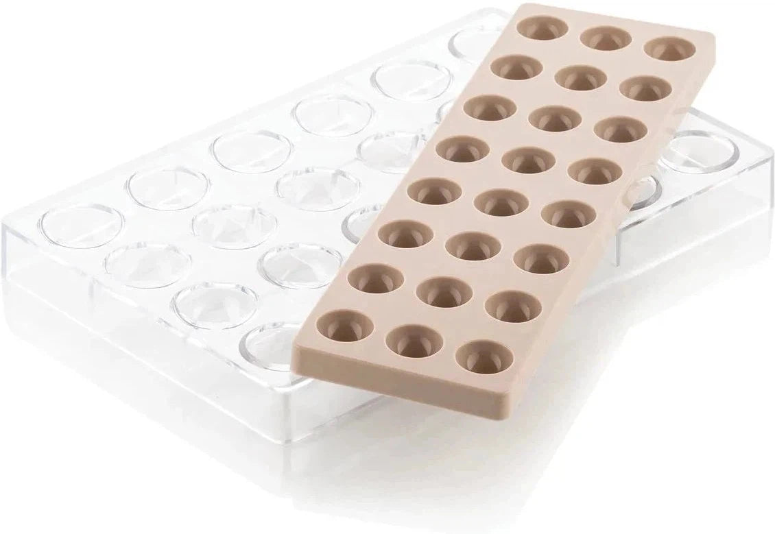 Silikomart - 1.2" Polycarbonate Praline Chocolate Mould - KIT SEMISFERA 01