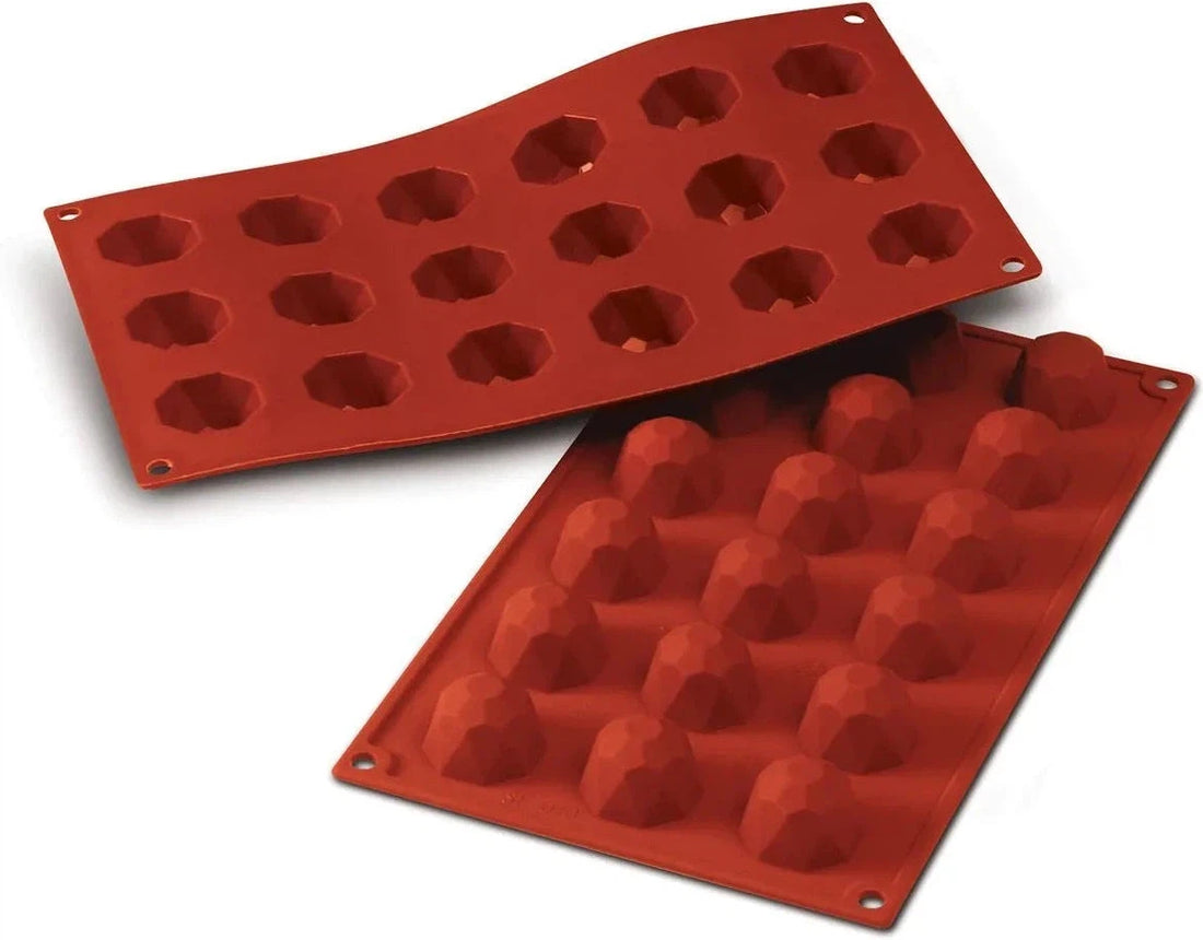 Silikomart - 1.3" x 0.9" Silicone 18 Compartment Small Diamond Baking Mold - SF048