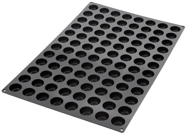 Silikomart - 1.4" x 0.6" Silicone Black 96 Compartment Pomponettes Baking Mold - SQ061