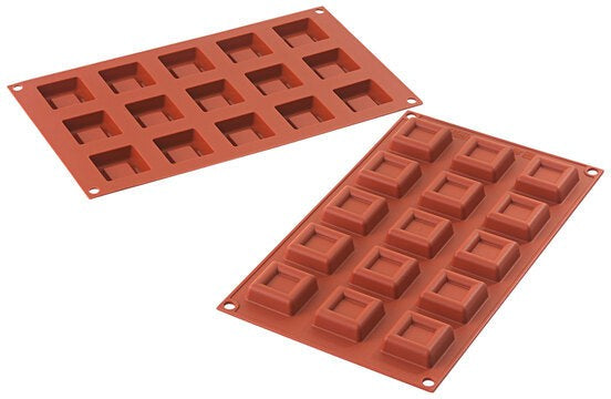 Silikomart - 1.4" x 1.4" x 0.5" Silicone #15 Compartment Mini Dessert Square Baking Mold - SF177