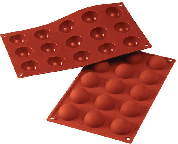 Silikomart - 1.5" x 0.78" Silicone 15 Compartment Half Spheres Baking Mold - SF005