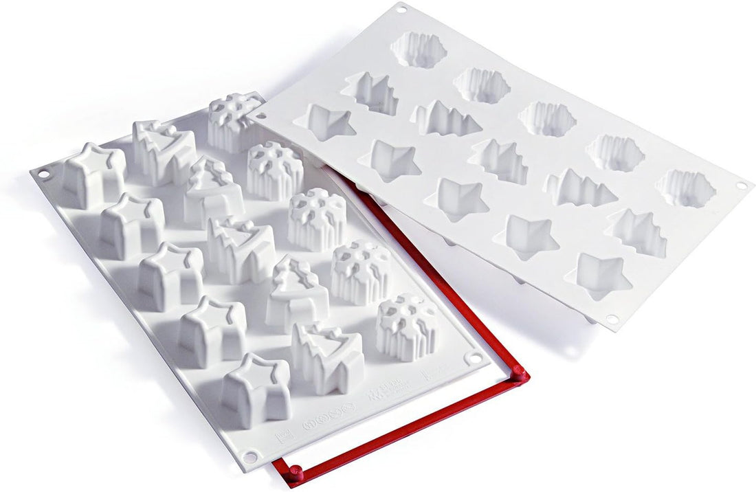 Silikomart - 1.5" x 1.9" x 0.9 Silicone #15 Compartment Magic Winter Baking Mold - SF136