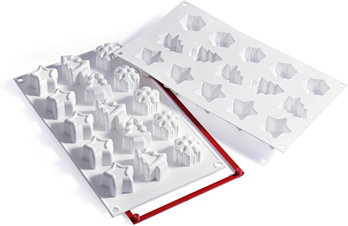 Silikomart - 1.5" x 1.9" x 0.9 Silicone #15 Compartment Magic Winter Baking Mold - SF136