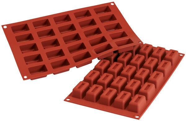 Silikomart - 1.6" x 0.9" x 0.8" Silicone 25 Compartment Small Lingotto Baking Mold - SF092
