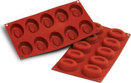 Silikomart - 1.6" x 1.1" x 0.78" Silicone 24 Compartment Small Oval Savarin Baking Mold - SF083