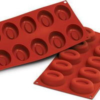 Silikomart - 1.6" x 1.1" x 0.78" Silicone 24 Compartment Small Oval Savarin Baking Mold - SF083