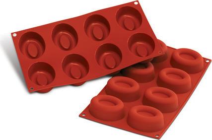 Silikomart - 1.6" x 1.1" x 0.78" Silicone 24 Compartment Small Oval Savarin Baking Mold - SF083