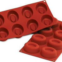Silikomart - 1.6" x 1.1" x 0.78" Silicone 24 Compartment Small Oval Savarin Baking Mold - SF083