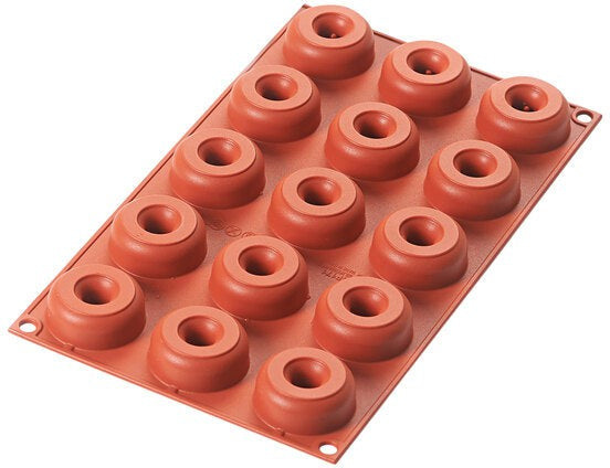 Silikomart - 1.7" x 0.59" x 0.7" Silicone #15 Compartment Mini Donuts Baking Mold - SF171