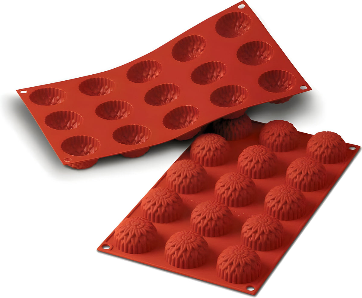 Silikomart - 1.7" x 1" Silicone 15 Compartment Small Dahlia Baking Mold - SF073