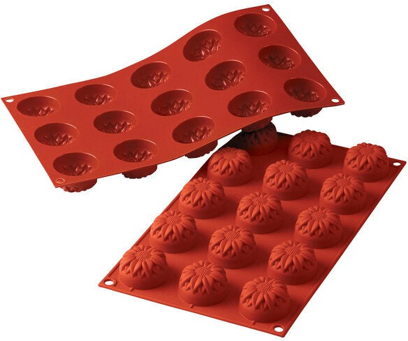 Silikomart - 1.7" x 1" Silicone 15 Compartment Small Sunflower Baking Mold - SF072