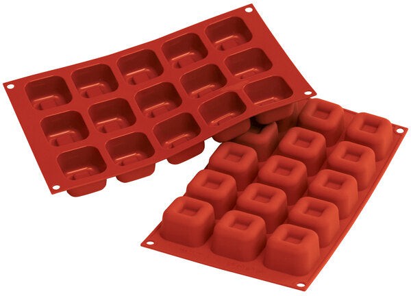 Silikomart - 1.7" x 1.1" Silicone 15 Compartment Medium Square Savarin Baking Mold - SF081