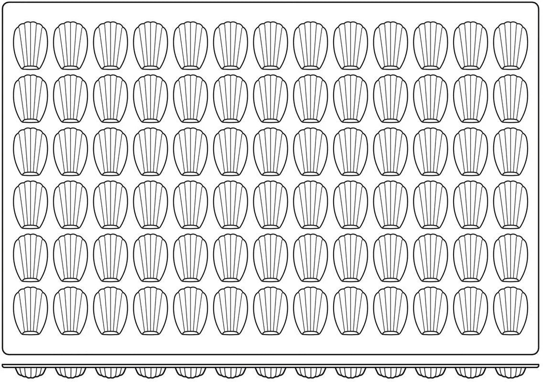 Silikomart - 1.8" x 1.2" x 0.57" Silicone Black 78 Compartment Mid Madeleine Baking Mold - SQ030