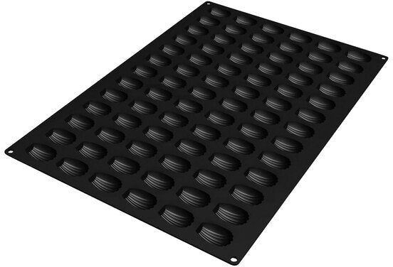 Silikomart - 1.8" x 1.2" x 0.57" Silicone Black 78 Compartment Mid Madeleine Baking Mold - SQ030