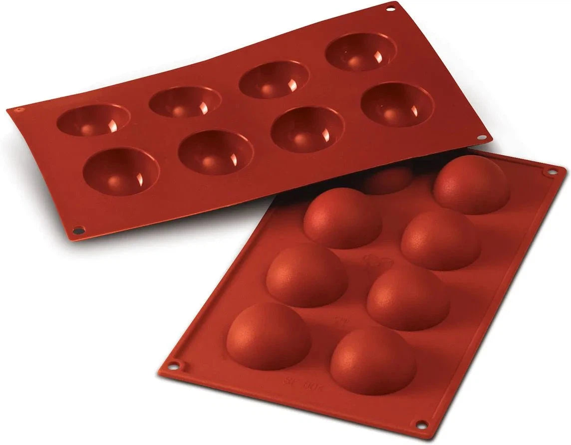 Silikomart - 1.9" x 0.9" Silicone 8 Compartment Half Spheres Baking Mold - SF004