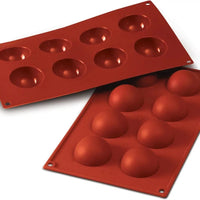Silikomart - 1.9" x 0.9" Silicone 8 Compartment Half Spheres Baking Mold - SF004