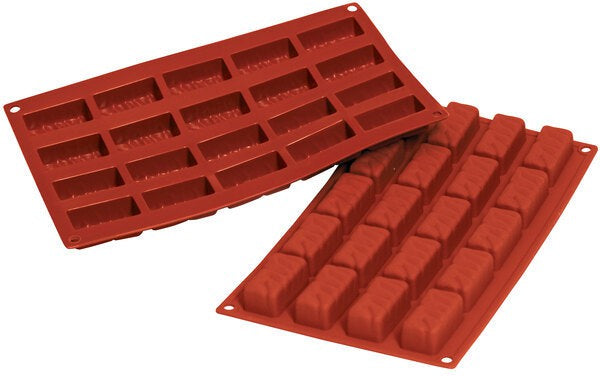 Silikomart - 1.9" x 0.9" x 0.7" Silicone 20 Compartment Medium Nougats Baking Mold - SF060
