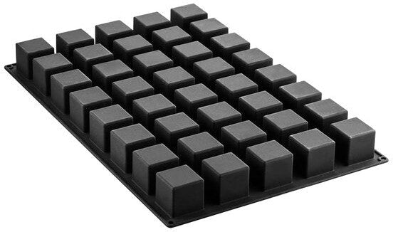 Silikomart - 1.9" x 1.9" Silicone Black 40 Compartment Cube Baking Mold - SQ081