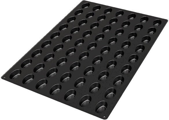 Silikomart - 2" x 1.2"x 0.78" Silicone Black 63 Compartment Small Ovals Baking Mold - SQ056