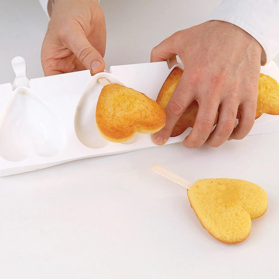 Silikomart - 2.1" x 2.6" x 0.7" Silicone Mini Heart-Ic Baking Moulds, Pack of 2 - GEL03M