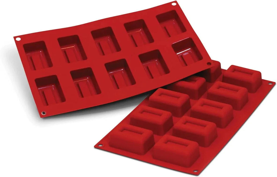 Silikomart - 2.2" x 1.4" x 0.9" Silicone 10 Compartment Medium Lingotto Baking Mold - SF091