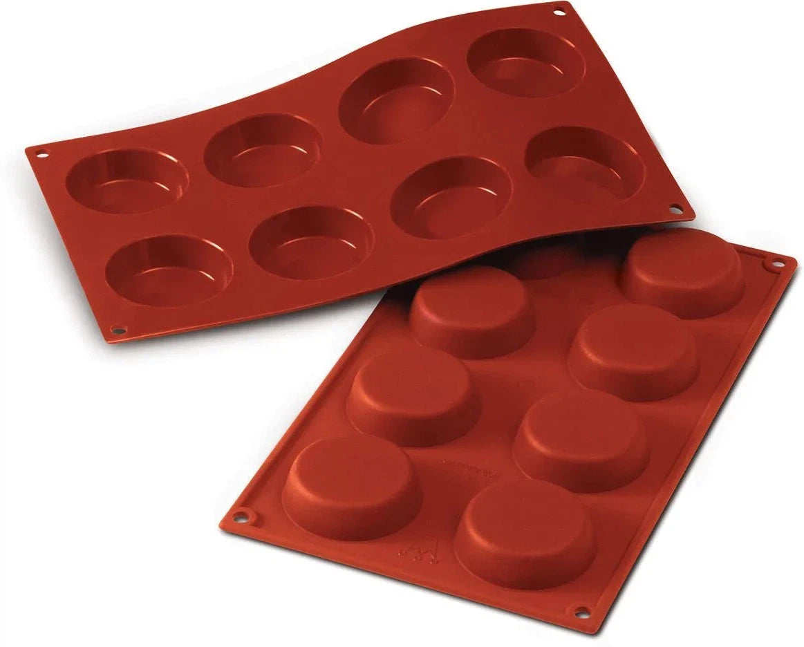 Silikomart - 2.3" x 0.6" Silicone 8 Compartment Flan Baking Mold - SF045