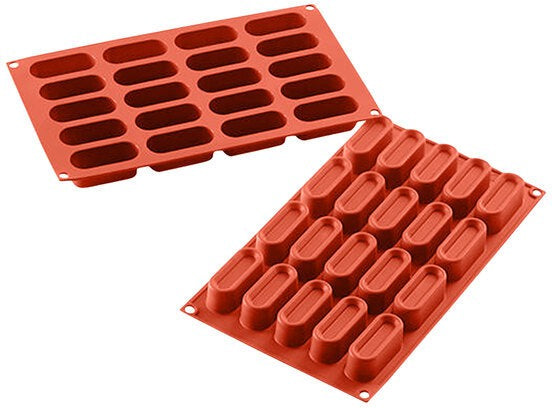 Silikomart - 2.3" x 0.9" x 0.9" Silicone #20 Compartment Mini Dessert Oval Baking Mold - SF179