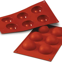 Silikomart - 2.3" x 1.1" Silicone 6 Compartment Half Spheres Baking Mold - SF003