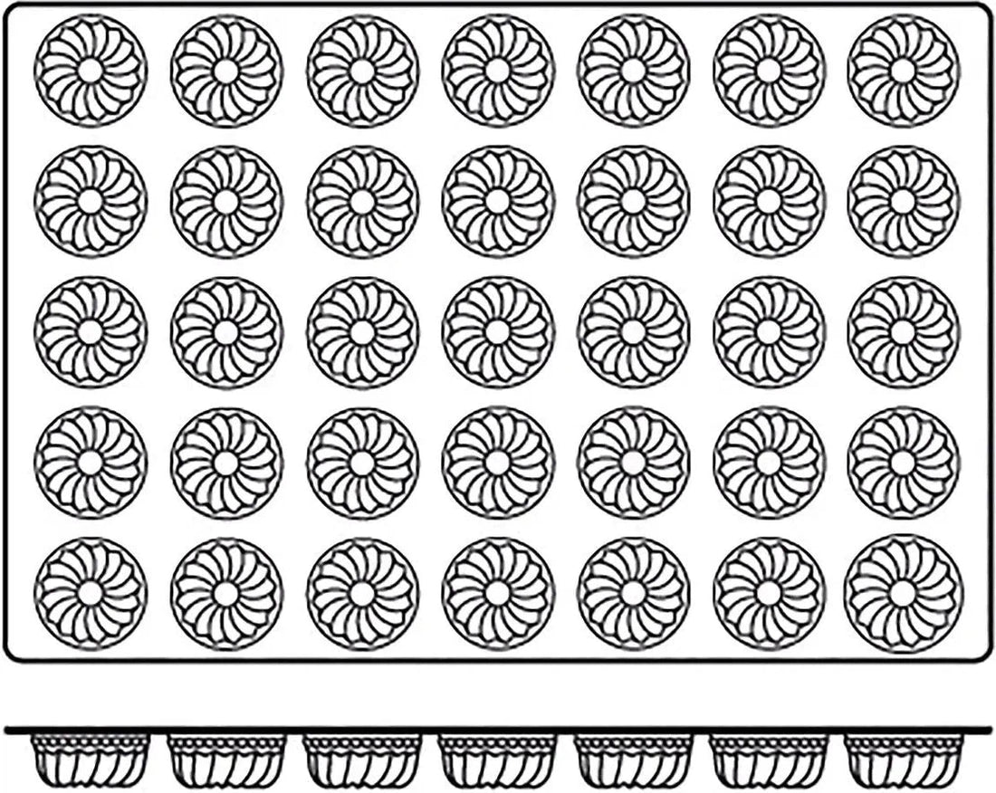 Silikomart - 2.3" x 1.4" Silicone Black 35 Compartment Gugelhopf Baking Mold - SQ049