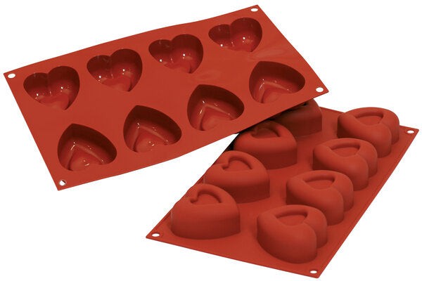 Silikomart - 2.3" x 2.4" x 1.2" Silicone 8 Compartment Big Passion Baking Mold - SF087