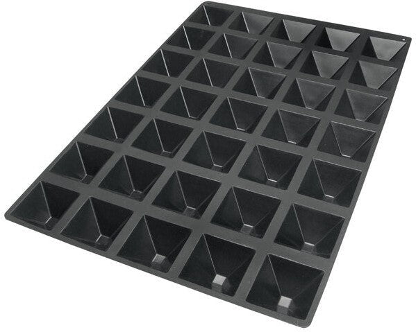 Silikomart - 2.5" x 2.5" x 1.3" Silicone 35 Compartment Pyramids Silicone Baking Mold - SQ010