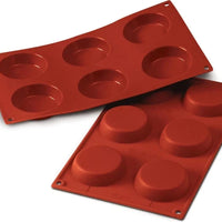 Silikomart - 2.7" x 0.6" Silicone 6 Compartment Flan Baking Mold - SF046