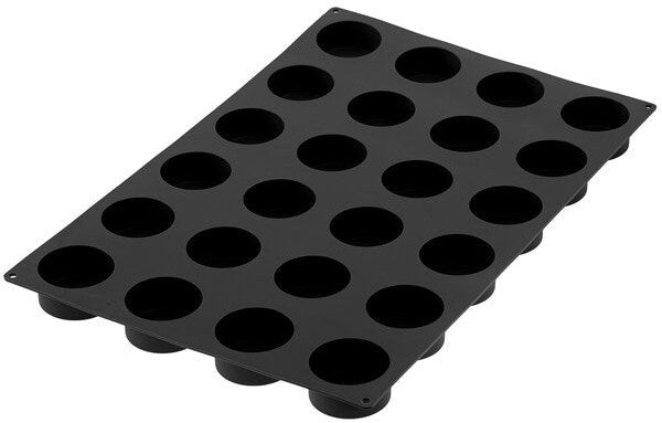 Silikomart - 2.7" x 1.3" Silicone Black 24 Compartment Cylinders Baking Mold - SQ060