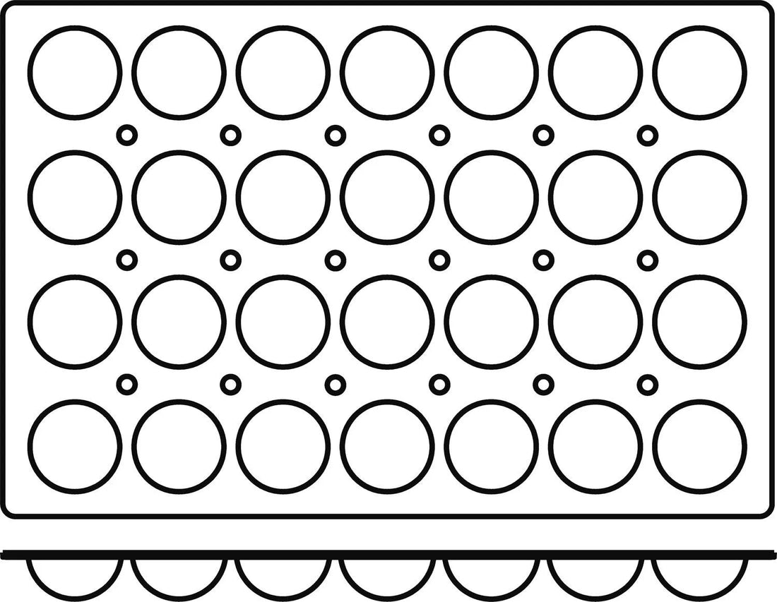 Silikomart - 2.7" x 1.3", Silicone Black 28 Compartment Briochettes Baking Mold - SQ003