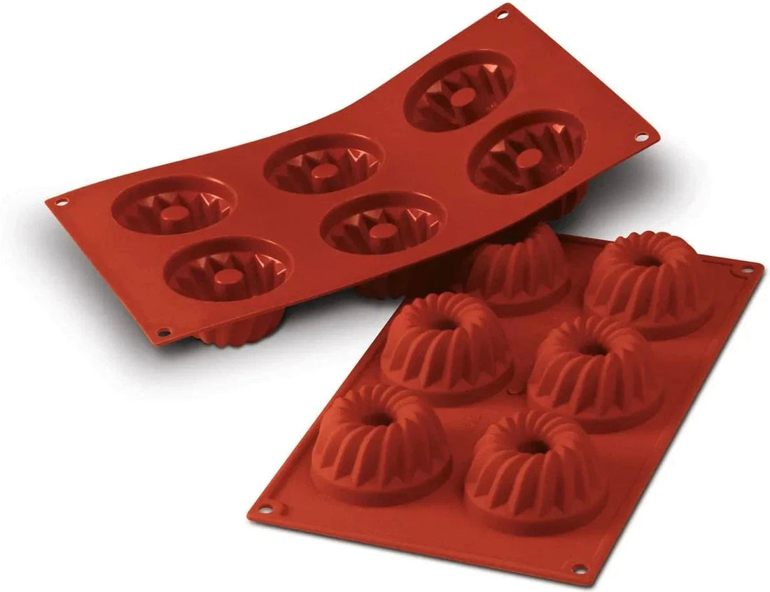Silikomart - 2.7" x 1.4" Silicone 6 Compartment Gugelhopf Baking Mold - SF058