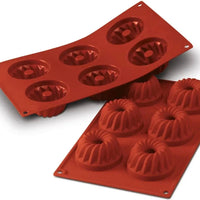 Silikomart - 2.7" x 1.4" Silicone 6 Compartment Gugelhopf Baking Mold - SF058