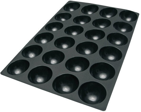 Silikomart - 2.7" x 1.6" Silicone Black 24 Compartment Half Spheres Baking Mold - SQ064