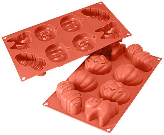 Silikomart - 2.7" x 2.5" x 1.2" Silicone #8 Compartment Halloween Baking Mold - SF116