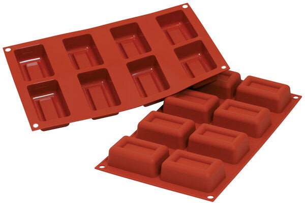 Silikomart - 2.8" x 1.7" x 1" Silicone 8 Compartment Big Lingotto Baking Mold - SF090