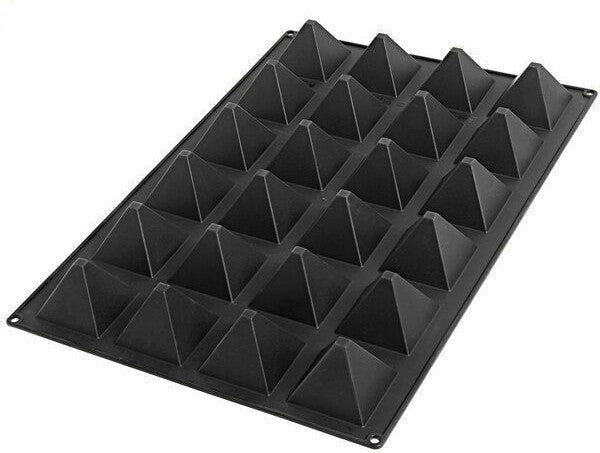 Silikomart - 2.8" x 2.8" x 2.3" Silicone Black 24 Compartment Pyramids Baking Mold - SQ057