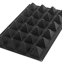 Silikomart - 2.8" x 2.8" x 2.3" Silicone Black 24 Compartment Pyramids Baking Mold - SQ057