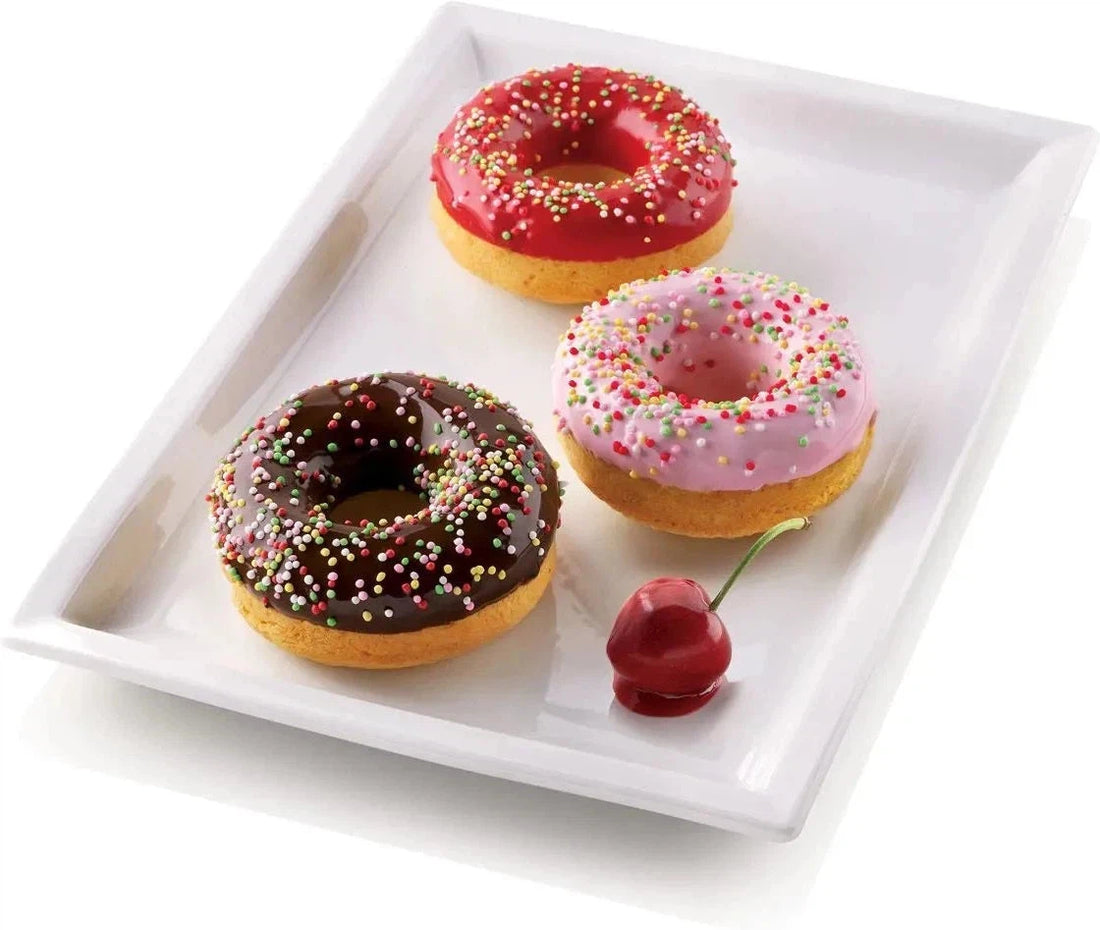 Silikomart - 2.9" x 0.9" x 1.1" Silicone #6 Compartment Donuts Baking Mold - SF170