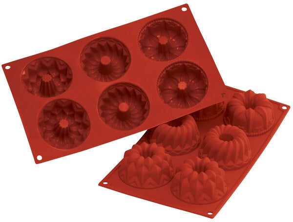 Silikomart - 2.9" x 1.5" Silicone 6 Compartment Fluted Baking Mold - SF061