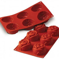 Silikomart - 2.9" x 1.5" Silicone 6 Compartment Rose Baking Mold - SF077