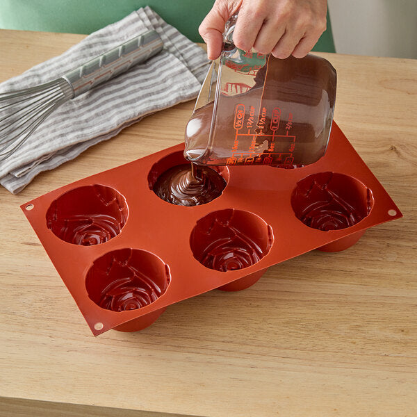 Silikomart - 2.9" x 1.5" Silicone 6 Compartment Rose Baking Mold - SF077