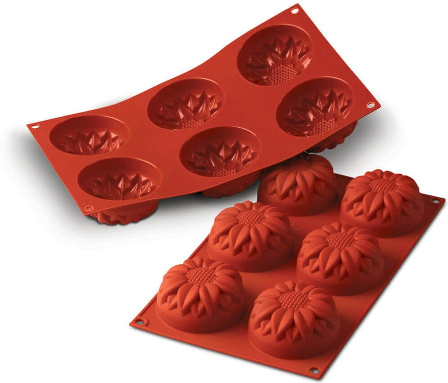Silikomart - 2.9" x 1.5" Silicone 6 Compartment Sunflower Baking Mold - SF076