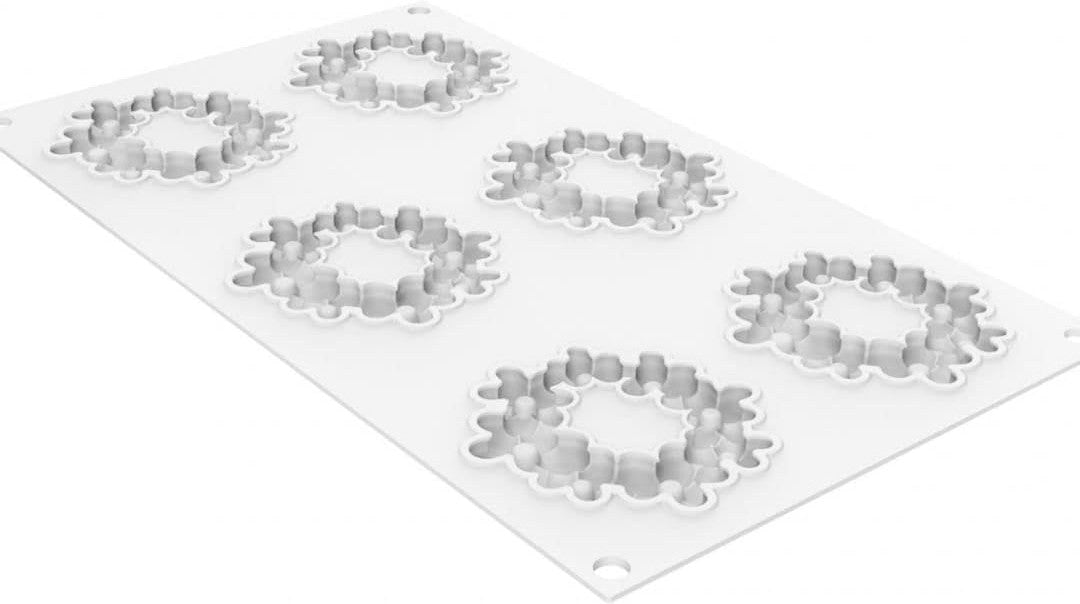 Silikomart - 2.95" Dessert-Top Silicone Baking Mold with 6 Cavities - FLORA 19