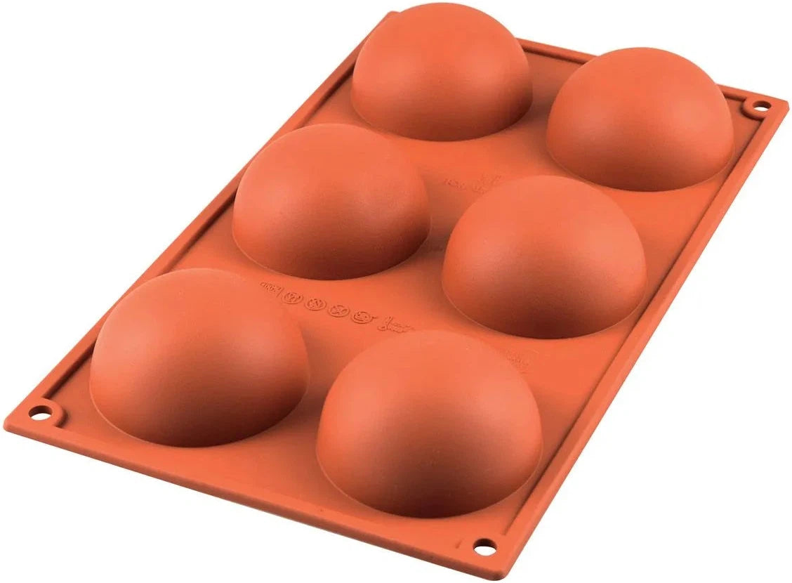 Silikomart - 3.1" x 1.5" Silicone 6 Compartment Half Spheres Baking Mold - SF002