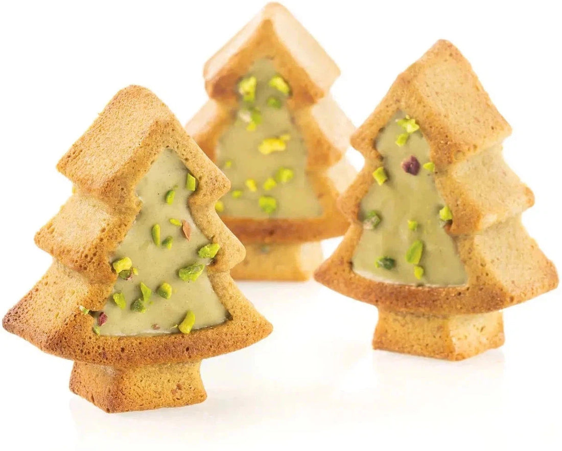 Silikomart - 3.2" x 2.6" x 1.2" Silicone #8 Compartment Pino Tree Baking Mold - SF108